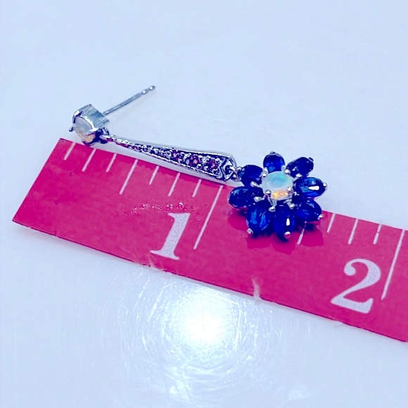 Genuine Opal Kyanite 14KGP Earrings - Picture 7 of 7